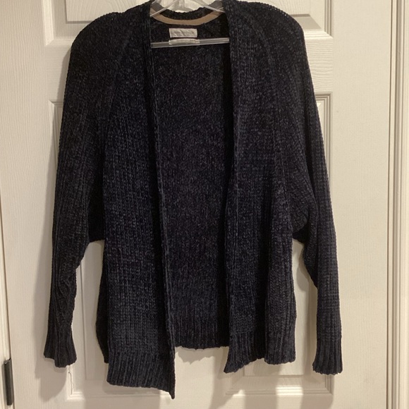 Urban Outfitters Chenille Chunky Knit Open Front Deep Blue Cardigan, Size XS - Picture 4 of 16